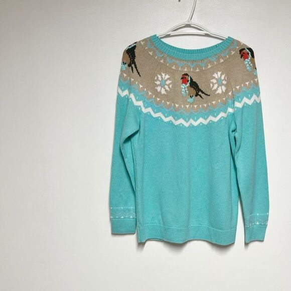 NWT Talbots Fair Isle Snowbird Crewneck Lambswool Sweater Womens L Petite - Picture 2 of 6